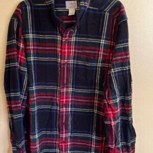 LL Bean Mens Button Down Plaid Shirt Traditional Fit Size XL